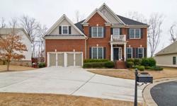 Fabulous 5 bedroom / 3 bath brick home on a cul-de-sac ... sought after Hamilton Mill Golf & Country Club! Spacious foyer, formal living room or office/study, banquet dining room w/ shadow box wainscoting, two story fireside family room opens to gourmet