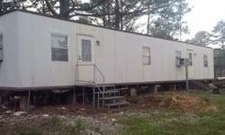 12 x 60 Mobile Home formally used as an office. 2 Br. 1 Ba. includes toilet & lavatory. New-unused heating system and 2 window a/c units included. Would make a nice hunter camp or with a little work, a nice rental unit. Call Herb 334 247-2646